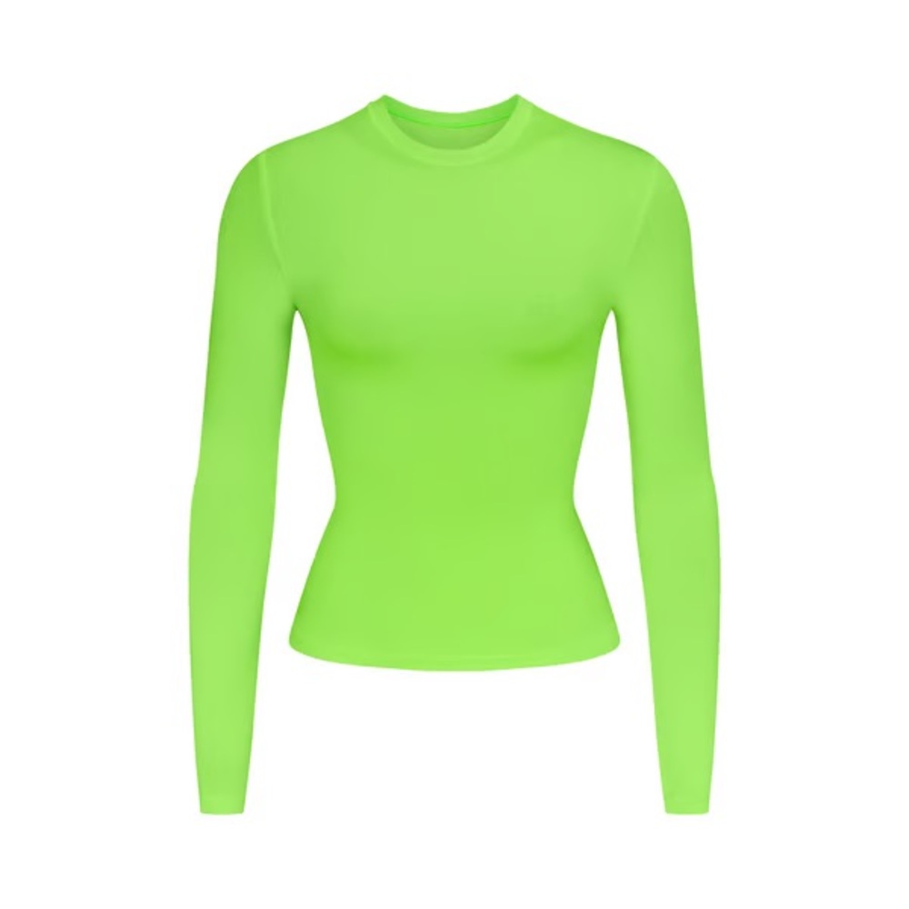 SKIMS Neon Green Cotton Jersey Long Sleeve Top